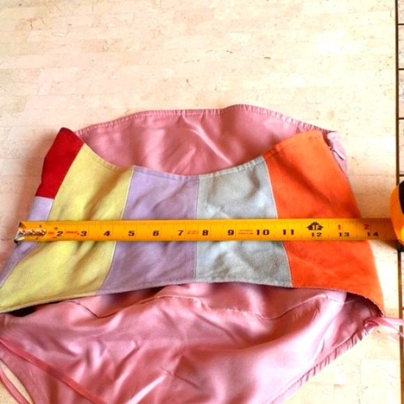 Vintage-One Of A Kind, multi color block suede vest..sz..XS.."Cache", New w/tags - Picture 10 of 15